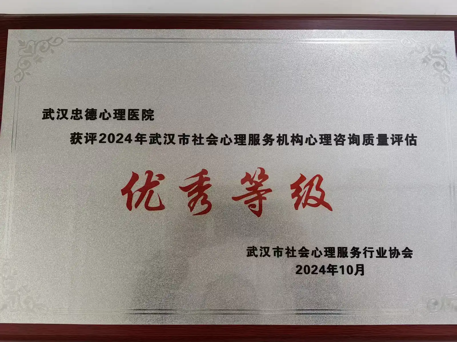 2024年武汉市社会心理服务机构心理咨询质量评估优秀等级